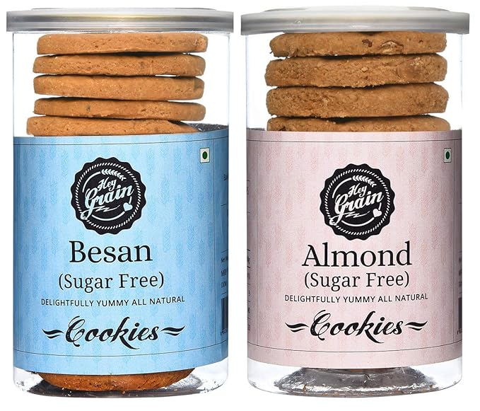 Hey Grain Cookies Combo-8 (Besan Sugar Free & Almond Cookies Sugar Free) image