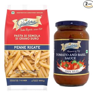 Gustora Combo Pack of Penne Pasta 500g & Tomato Basil Sauce 400g image
